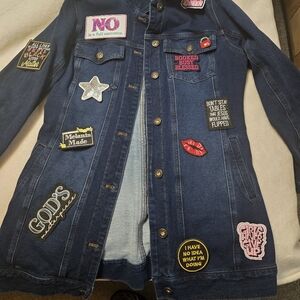 Denim Jacket with Colorful Patches